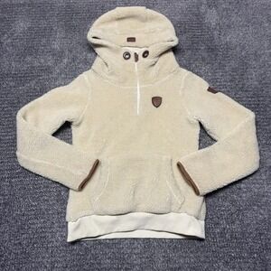 Wanakome Womens Sherpa Fleece Hoodie Pullover Sweatshirt Size M Cream